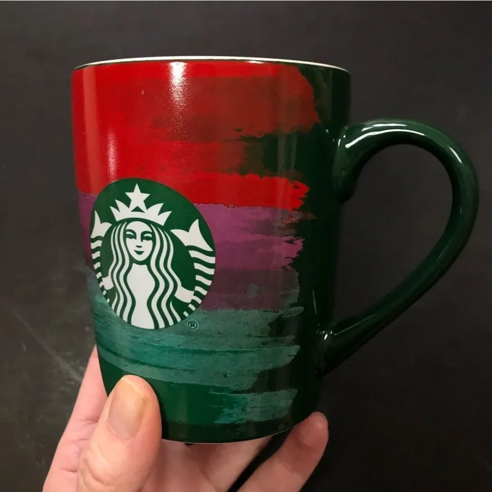 Starbucks 2021 Brushstrokes Red Purple Green Mermaid Siren‎ 10oz Coffee Mug 4